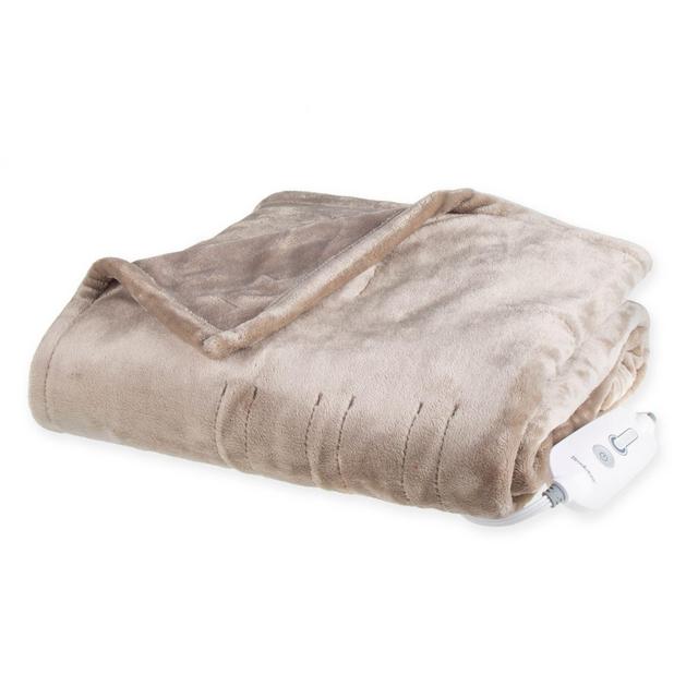 Brookstone® n-a-p®  Heated Plush Throw in Taupe
