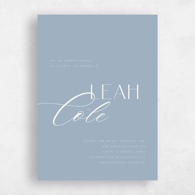Powder Blue Wedding Invitation - Zion Portrait