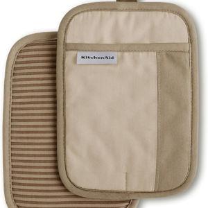 KitchenAid Beacon Two-Tone Non-Slip Pot Holder Set, Milkshake/Beige, 7"x10", 2 Piece