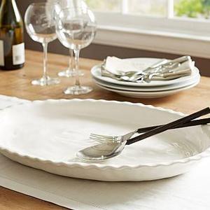 Napoli Oval Serving Platter, White