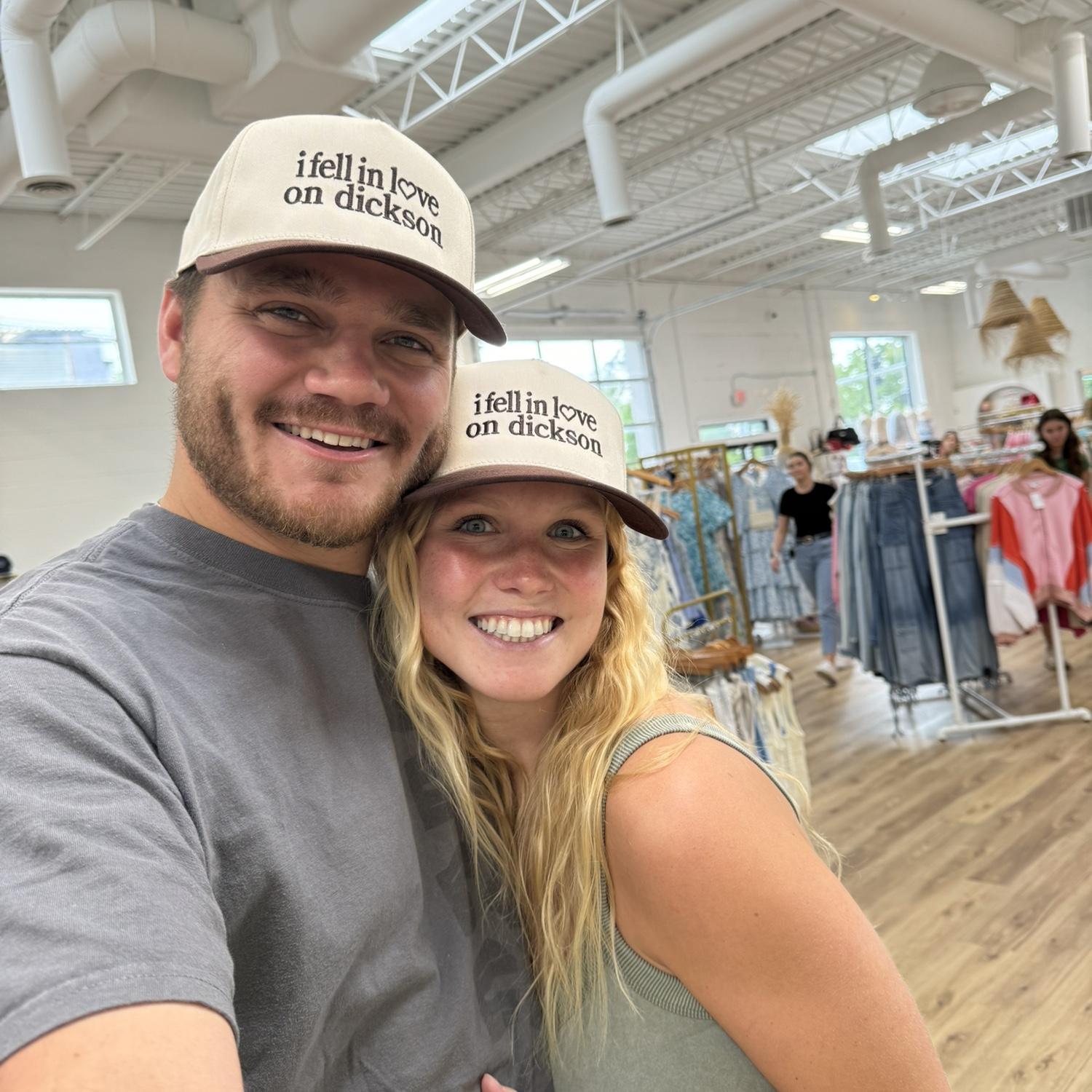 Sydney & Mason moving Mason out of his apartment in NWA. The hats say it all as they had their first date at JJ’s on Dickson!