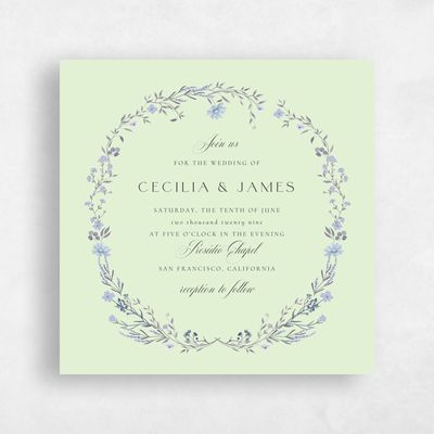 Light Green Wedding Invitation - Papillon Square