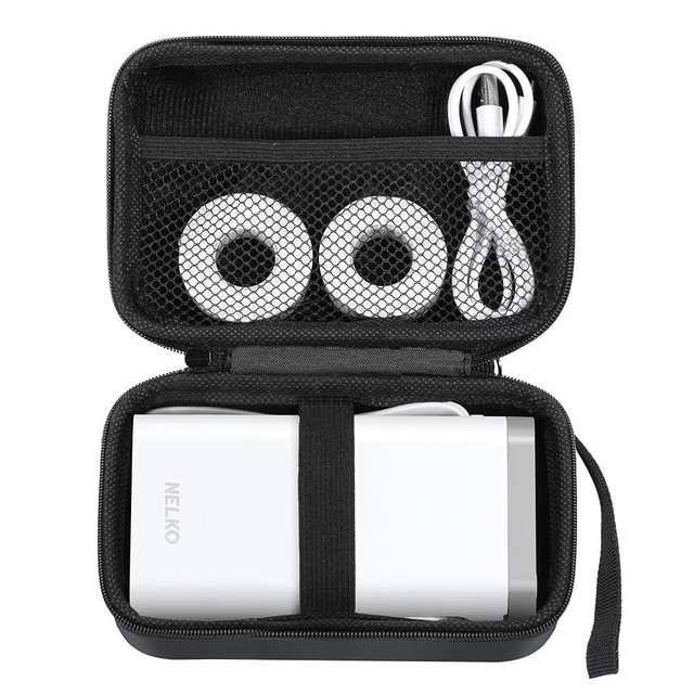 NELKO Genuine Case Compatible P21 Label Maker, Compatible with Most Mini Label Printers, for Labeler Makers & Labeling Tapes, Box with Mesh Pocket for Batteries Accessories (Case Only), Black