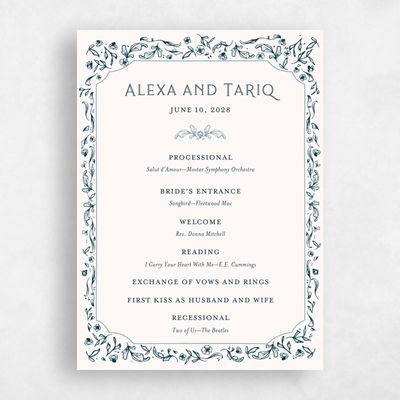 Darkest Teal, Blue Wedding Program - Delphi