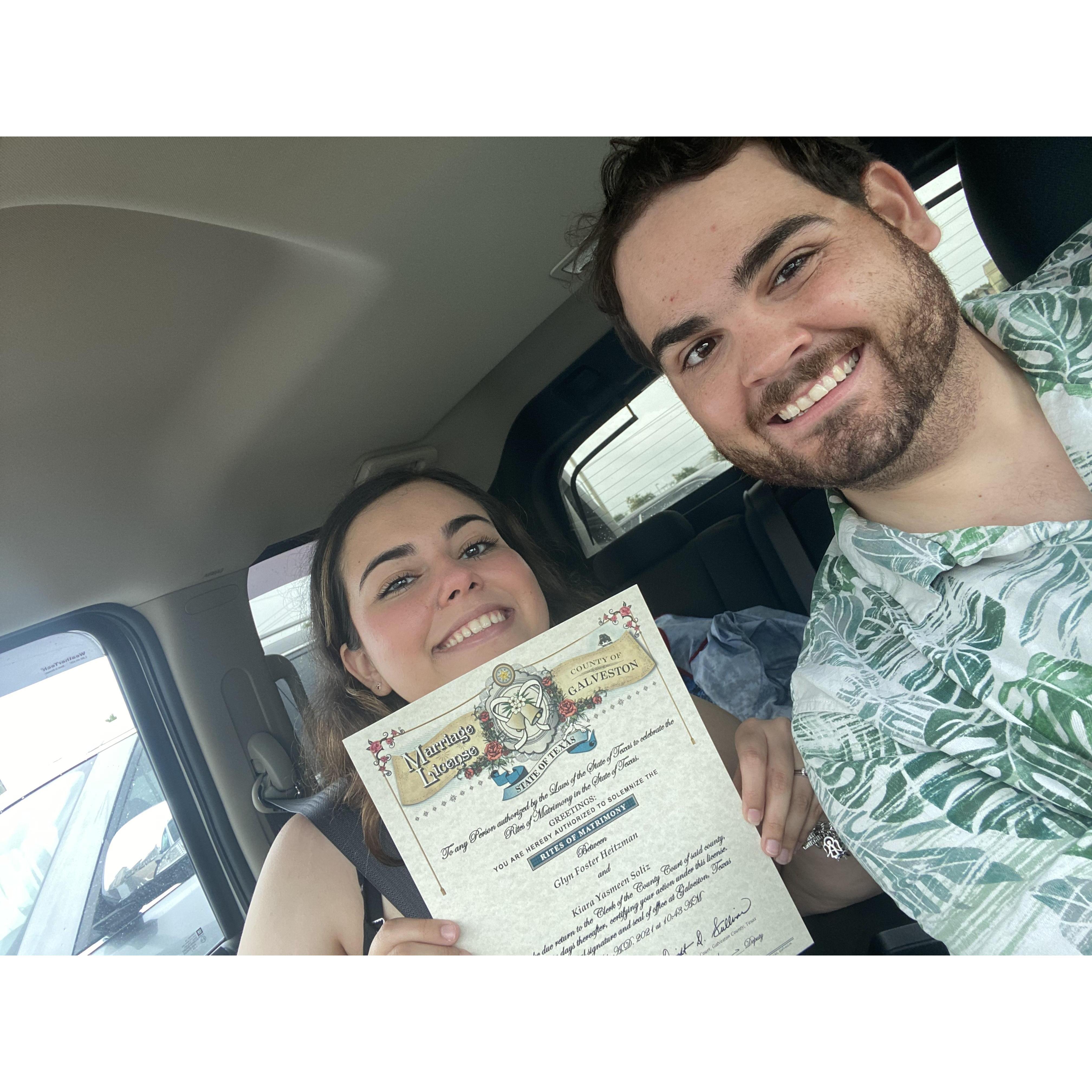 The day we got our marriage license!