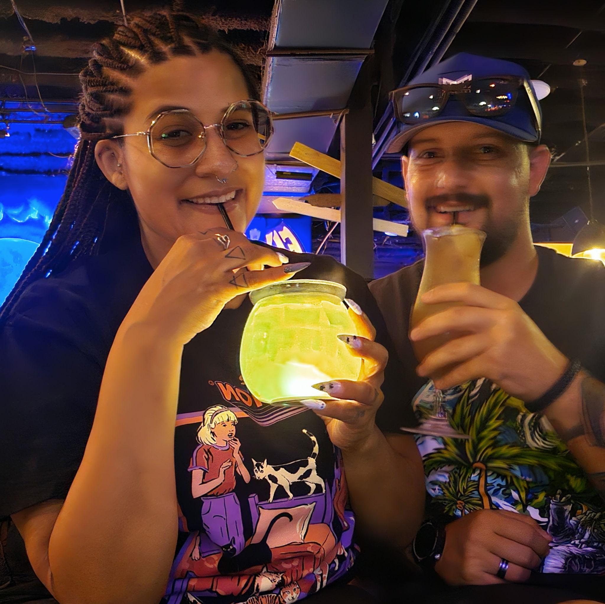 Drinks at Cocktails and Screams; hours before Kevin proposed