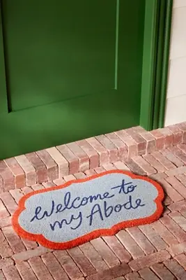 Welcome to My Abode Oval Printed Coir Doormat