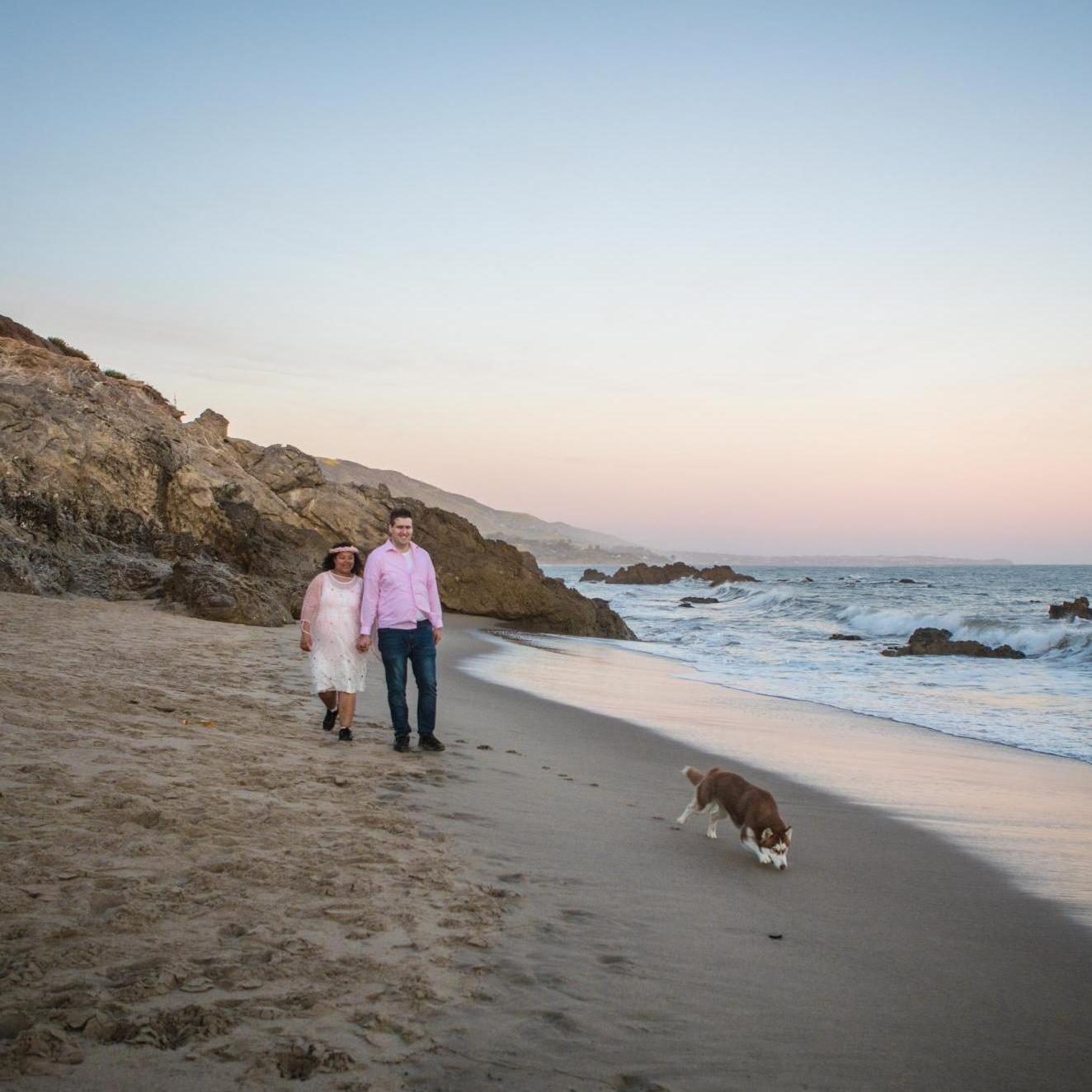 When a Huskie wanted to crash our engagement pictures.