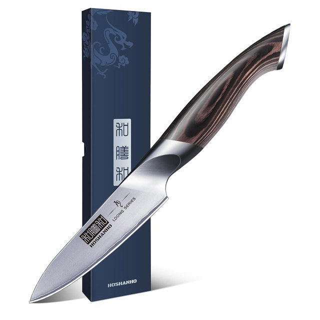 HOSHANHO 3.75 inch Japanese Paring Knife, High Carbon Stainless Steel Small Kitchen Knife, Ultra Sharp Fruit Knife with Ergonomic Pakkawood Handle
