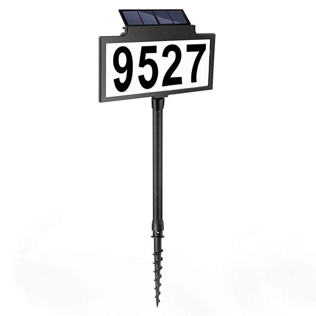 LeiDrail Solar Address Sign House Number Sign LED Illuminated Outdoor Address Plaque Waterproof Lighted Up for Home Yard Street