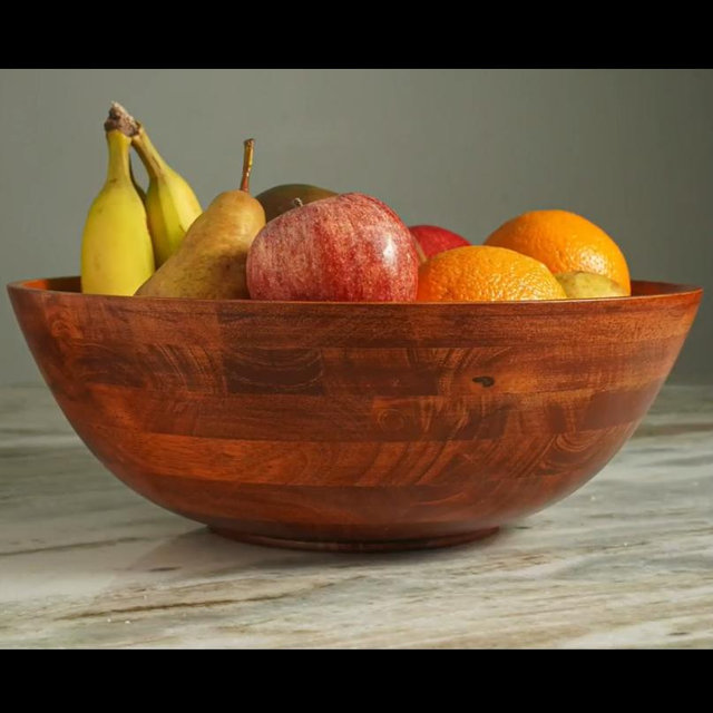 Lipper International Cherry Finished Wavy Rim Beechwood Serving Bowl for Fruits or Salads, Matte, Small, 7.5" x 7.25" x 3", Single Bowl, 30.43Fl oz