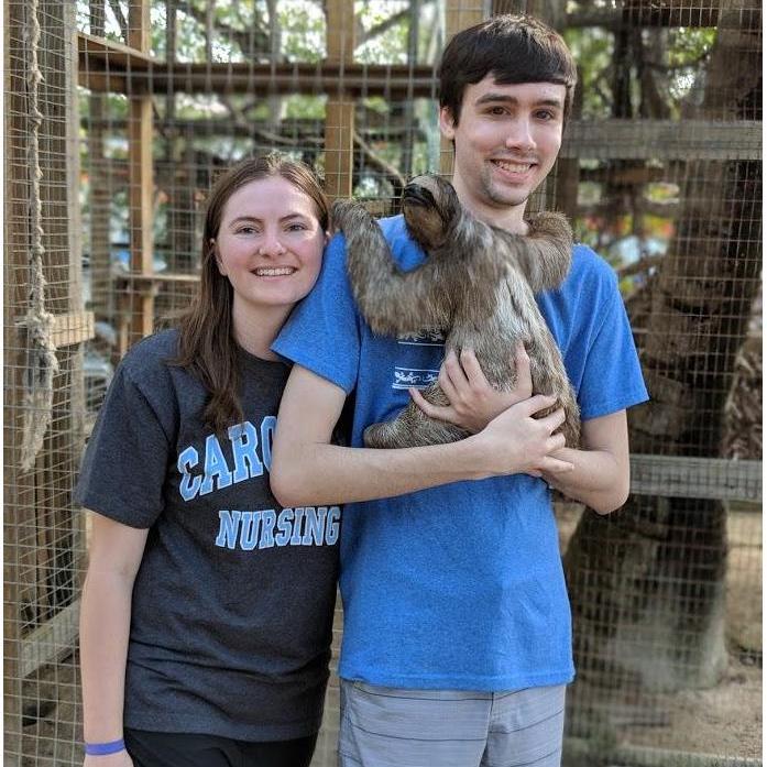 Angie loves sloths so this was a dream come true, in Roatan Honduras