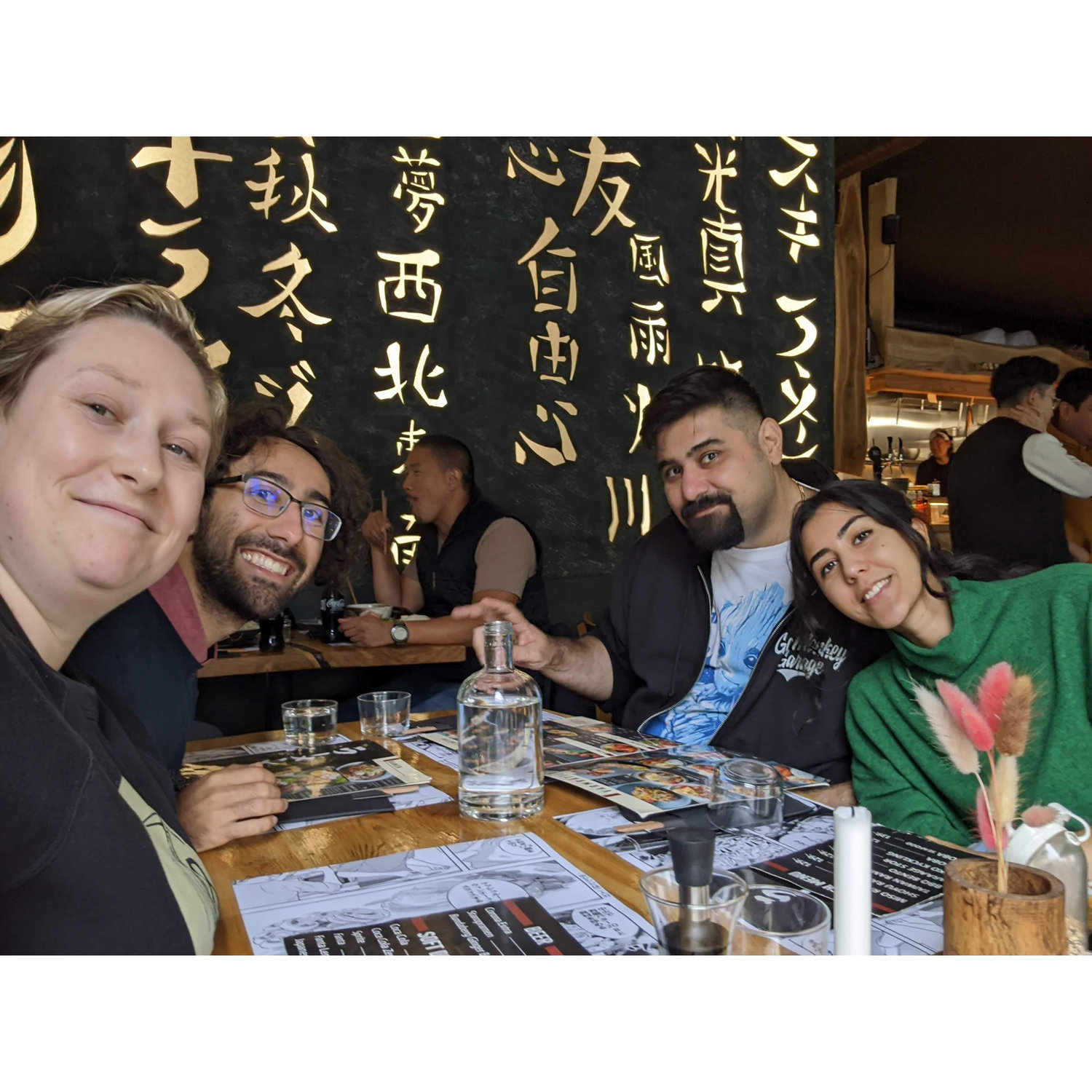 Eating some delicious ramen in Stockholm with cousins Yasha and Ayda.