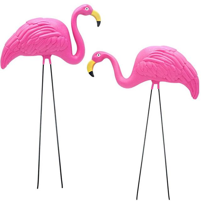 Pink Flamingos Yard Decorations Large 23" [Set of 2] Outdoor Garden Flamingo Statue Ornament Lawn Decor by 4E's Novelty