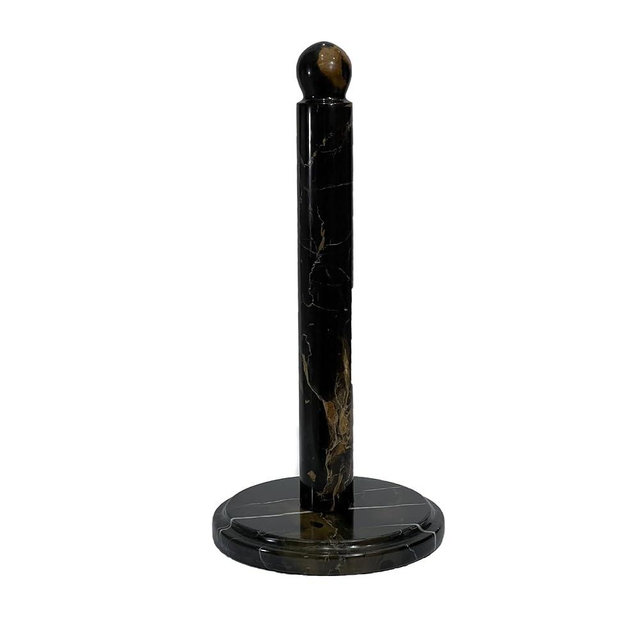 TheWolfard Handmade Black and Gold Marble Paper Towel Holder – Luxury Countertop Stand for Kitchen, Dining, or Bathroom – Natural Stone Decor with Golden Veining – Elegant Housewarming Gift