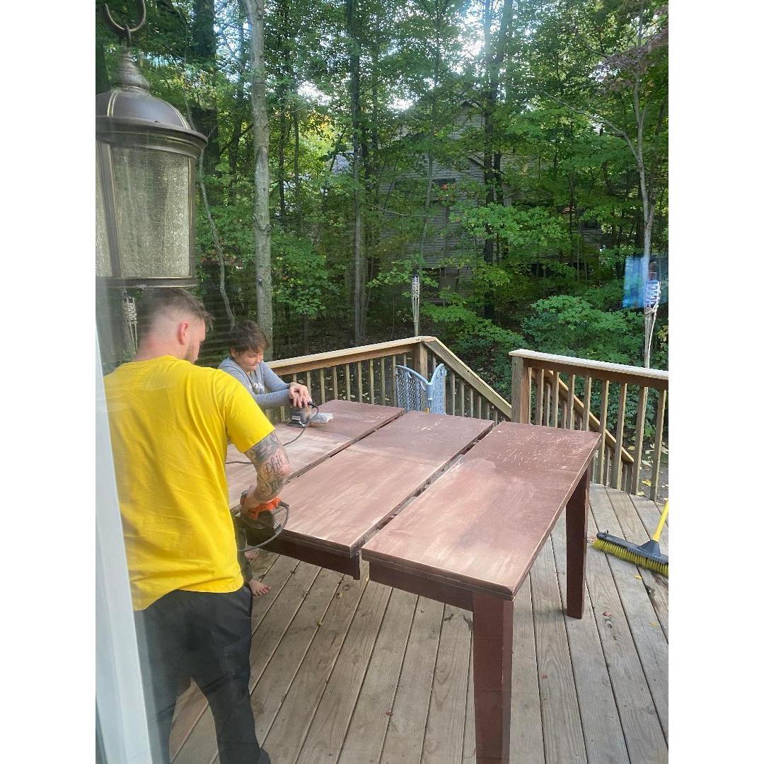 Surprising momma H with a newly finished table