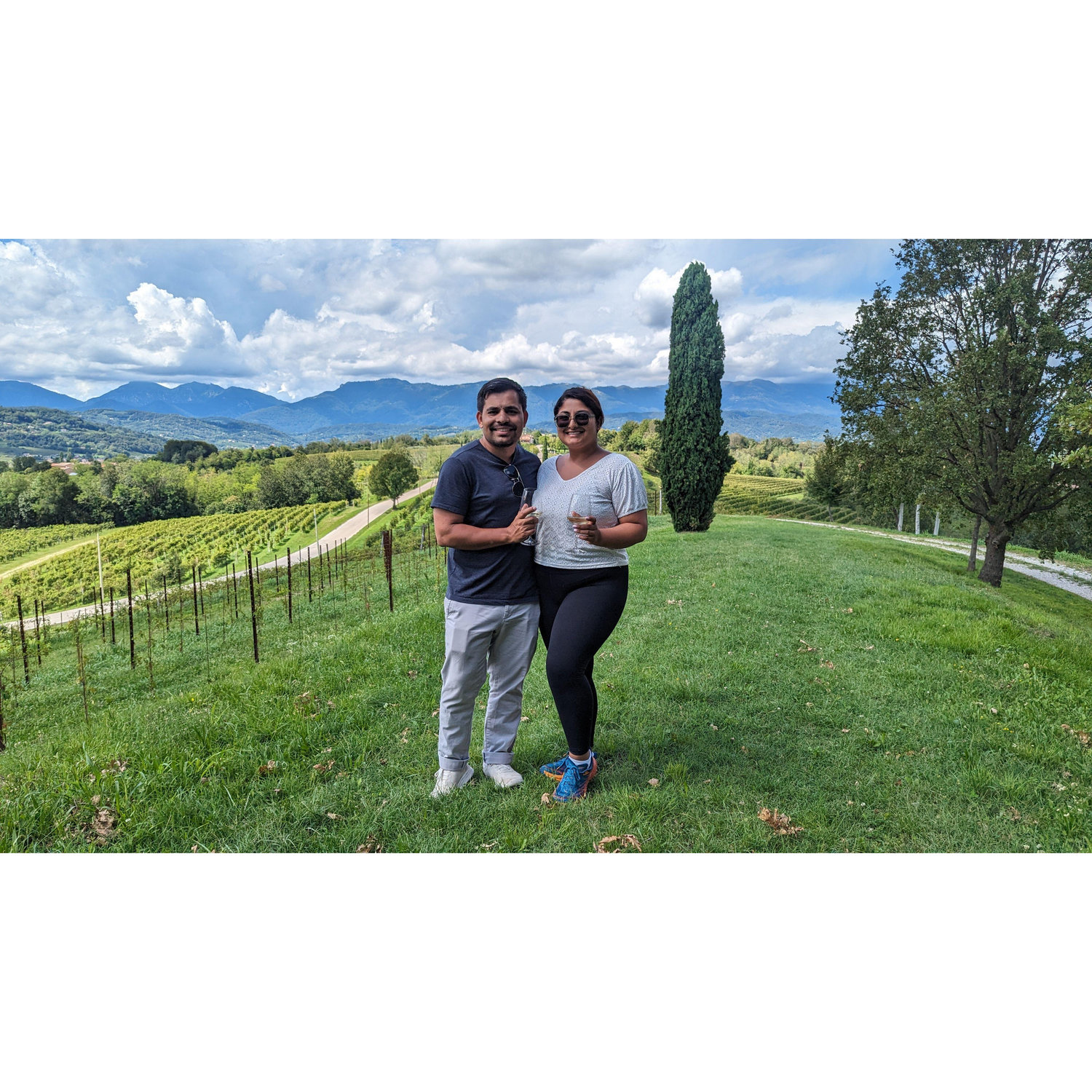 We love Prosecco, and our trip to Italy wouldn’t have been complete without a tour of the Prosecco Valley. Of course, Rabina enjoyed the wine while Keshav was volunteered as the designated driver.