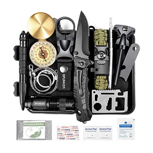 SPUNKER Gifts for Men Dad Fathers Day,15 in 1 Survival Kit,Birthday Gifts Ideas for Him Husband Boyfriend Teen Boy,Cool Gadget, Fishing,Camping,Survival Gear