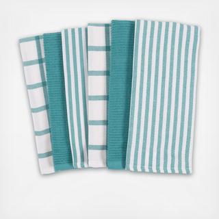 Mixed Flat & Terry Kitchen Towels, Set of 6