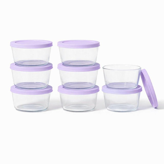 DURA LIVING 16-Piece Glass Food Storage Containers Set (8 Containers + 8 BPA-Free Lids) | 1-Cup, Leakproof | Microwave, Freezer, Oven & Dishwasher Safe | Ideal for Meal Prep & Pantry Organization