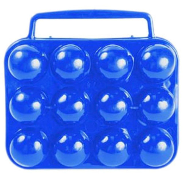 Camco Egg Carrier Holder with Built-in Handle | Ideal for RVing, Camping, Tailgating, Picnics, Road Trips and More | Safely Carry Up to 12 Eggs | Blue (51015)