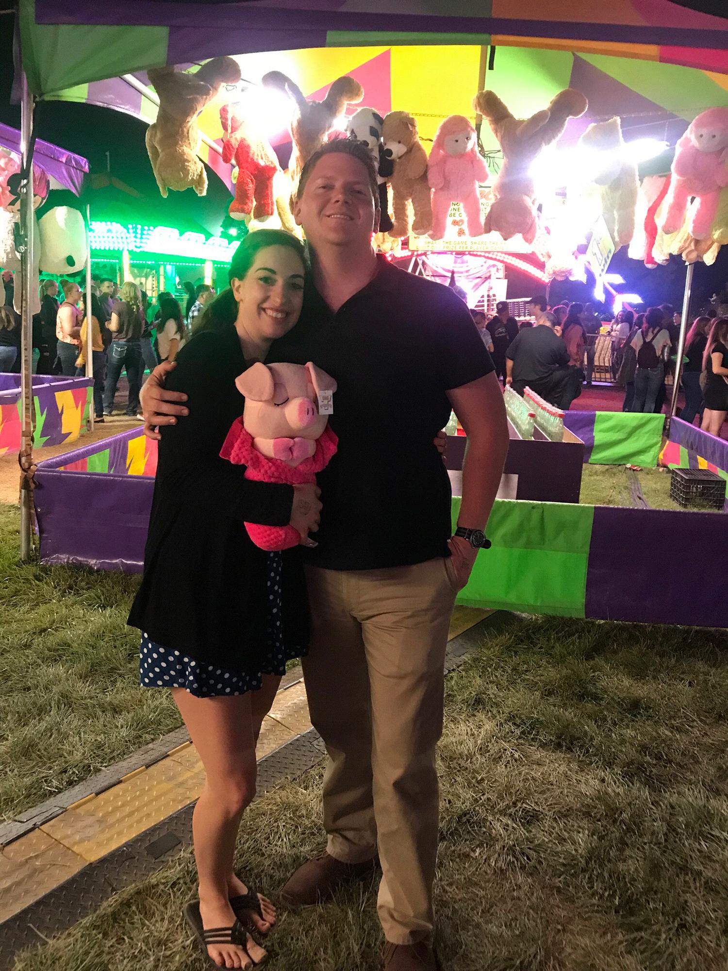 He won me a piggy-in-a-blanket!