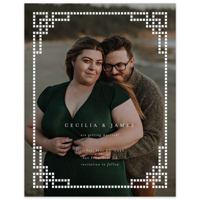 White Geometric Wedding Digital Save the Date - Clover Photo