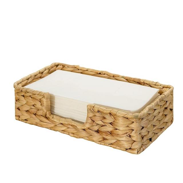 PINXIURY Water Hyacinth Napkin Holder for Kitchen, Cocktail Napkin Holder for Table, Ratten Guest Towel Holder,Napkin Holder for Bathroom, Kitchen, Livingroom, Rectangle