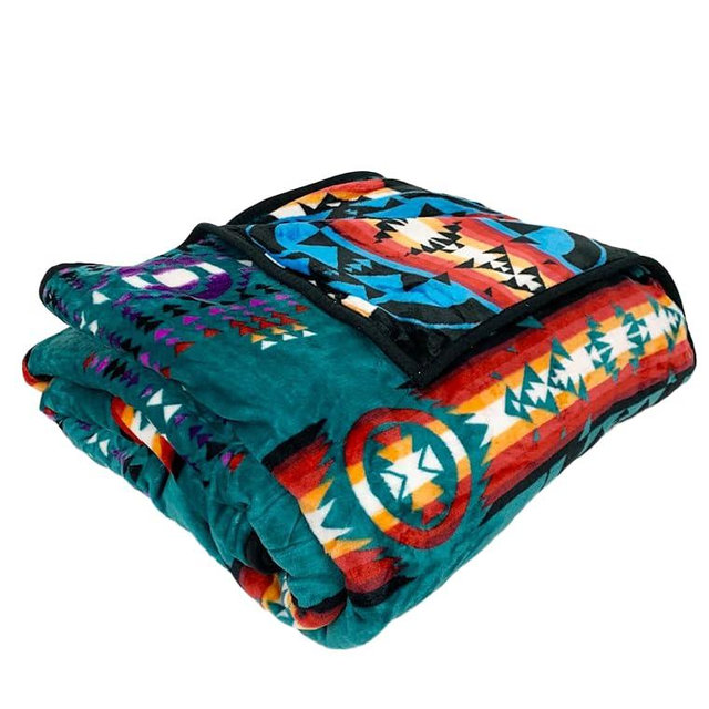Sacred Thread Fleece Blanket 87"x95" South Western, Reversible Mexican, Vibrant Aztec Blankets and Throws for Aztec Decor for Home, Native American Boho Blanket in Flannel Lake King