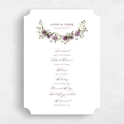 Purple Ticket Wedding Program - Cordova