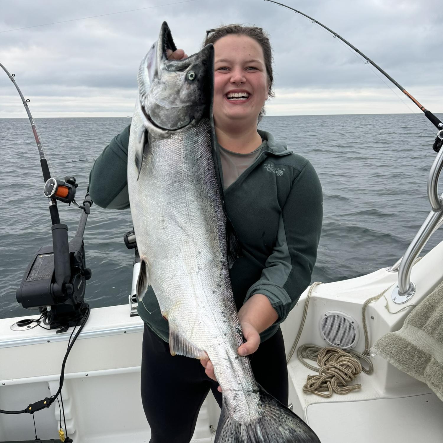“First date and a half” Hannah caught a big fish to her, small to Dyl.