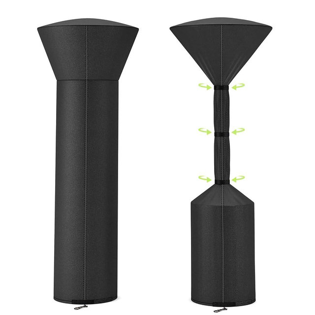 QH.HOME Winter Patio Heater Covers, [2025 Upgraded Tear-Resistant Fabric] Waterproof with Robust Zipper,Dustproof/Wind/Sunlight/Snow-Resistant, (89" H x 33" D x 19" B,Black)