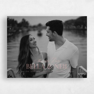 Dusty Peach, Orange Wedding Save the Date - Saif Landscape