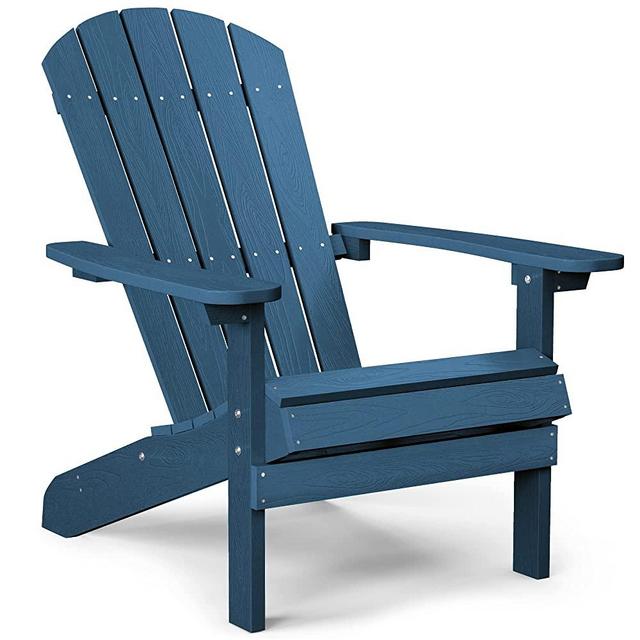 YEFU Plastic Adirondack Chairs Weather Resistant, Patio Chairs 5 Steps Easy Installation, Like Real Wood, Widely Used in Outdoor, Fire Pit, Deck, Lawn, Outside, Garden Chairs (Navy Blue)