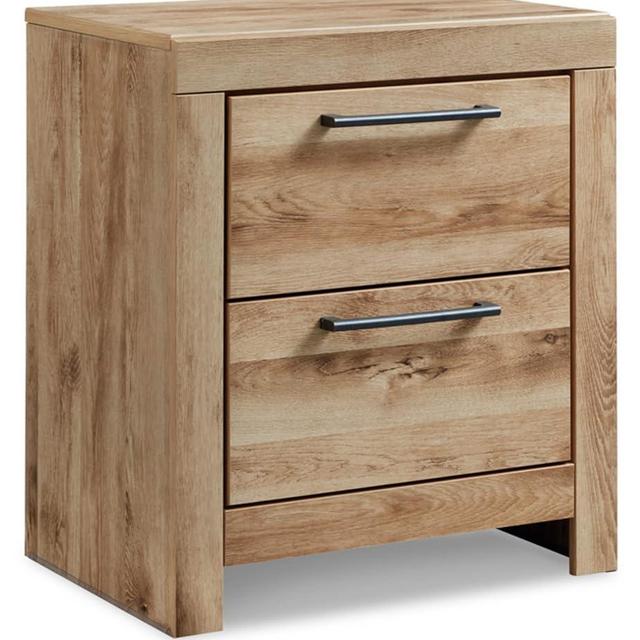 Signature Design by Ashley Hyanna Rustic 2 Drawer Nightstand with 2 USB Charging Ports, Light Brown