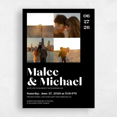 Black Wedding Invitation - Vitale Multiphoto