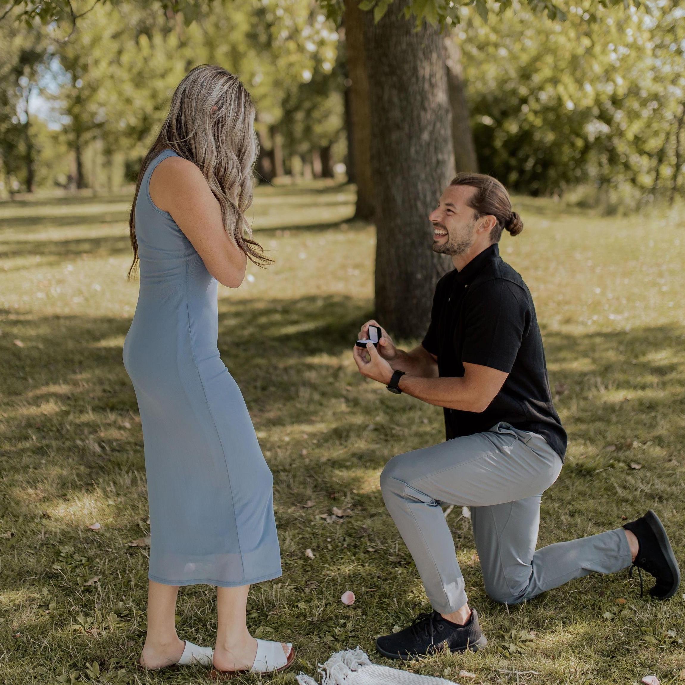 Our proposal on September 7th 2024 in Riverside Park. Michael planned the sweetest surprise and made the whole day so special for us!