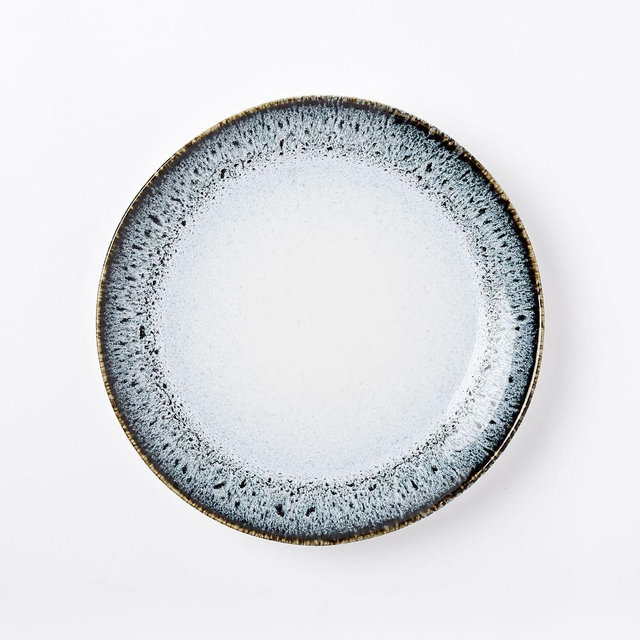 Reactive Glaze Salad Plate, Black + White, Set of 4