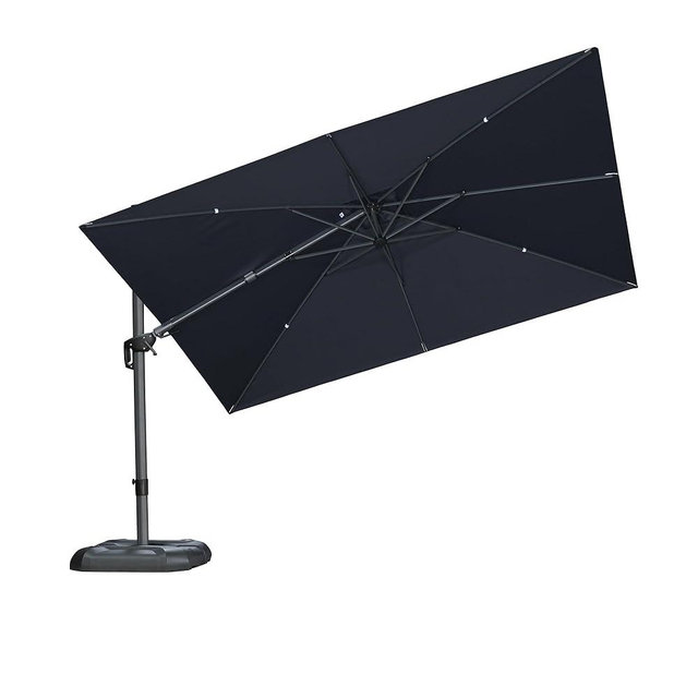 PURPLE LEAF 11' X 8' Left-right Tilting Patio Umbrella Outdoor Cantilever Swivel Rectangle Umbrella with Tilt Aluminum Offset Umbrella with 360-degree Rotation for Garden Deck Pool Patio Grey
