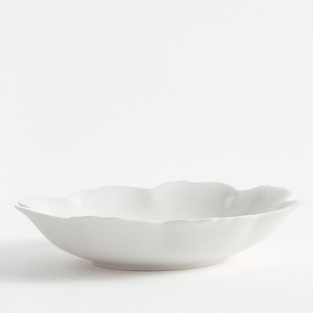 Figural Blossom Stoneware Serving Bowl, Large - White