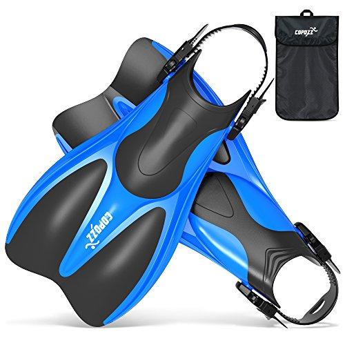 Short Snorkeling Swim Fins with Mesh Bag (BLUE ML/XL)