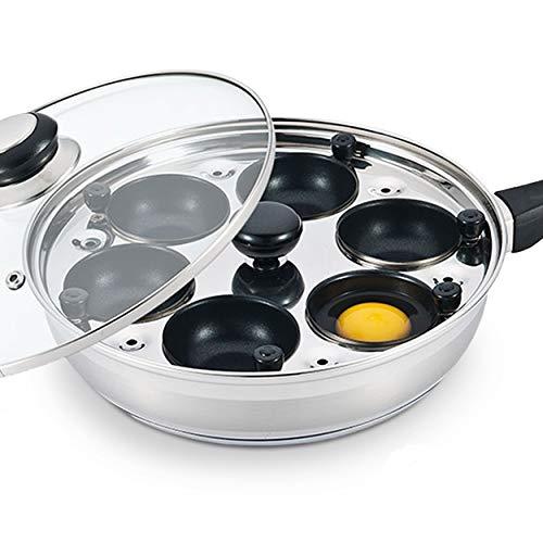 Eggssentials Poached Egg Maker - Nonstick 6 Egg Poaching Cups - Stainless Steel Egg Poacher Pan FDA Certified Food Grade Safe PFOA Free with Bonus Spatula