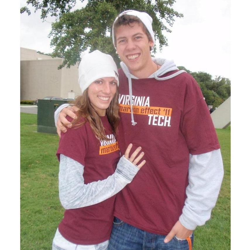 Our first 'solo' picture together for Freshman Year Maroon Effect Football Game 2011! Go Hokies!