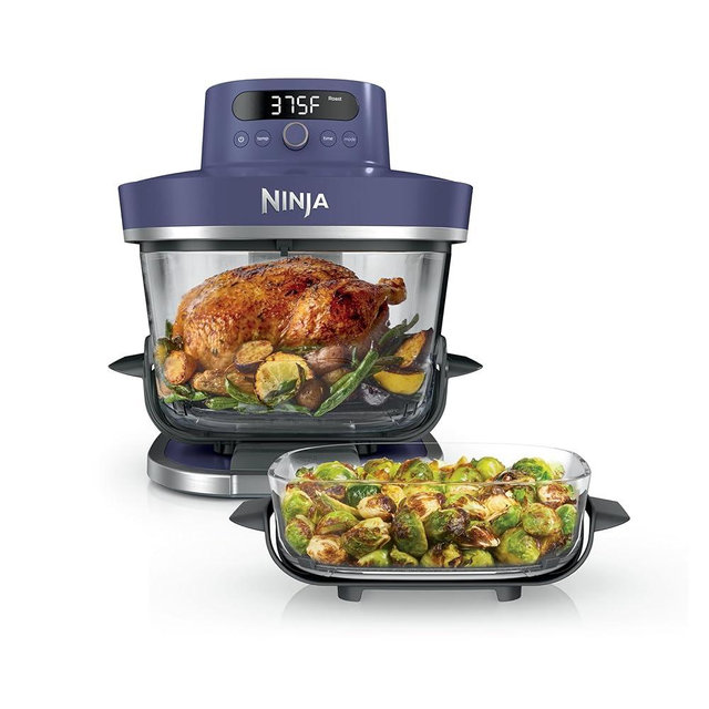 Ninja Crispi Pro 6-in-1 Glass Air Fryer | 450°F, Nontoxic, 6qt & 2.5qt Containers & Lids | Microwave, Freezer, Dishwasher Safe | Max Crisp, Air Fry, Bake, Roast, Recrisp, Dehydrate |Amethyst, AS101PU1