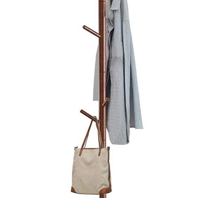 Pipishell Coat Rack, Coat Rack Freestanding with 3 Adjustable Sizes Coat Tree and 8 Hooks, Sturdy Wooden Coat Rack Stand for Cloathes, Hat, Used in Bedroom, Office, Hallway,Bedroom, Brown