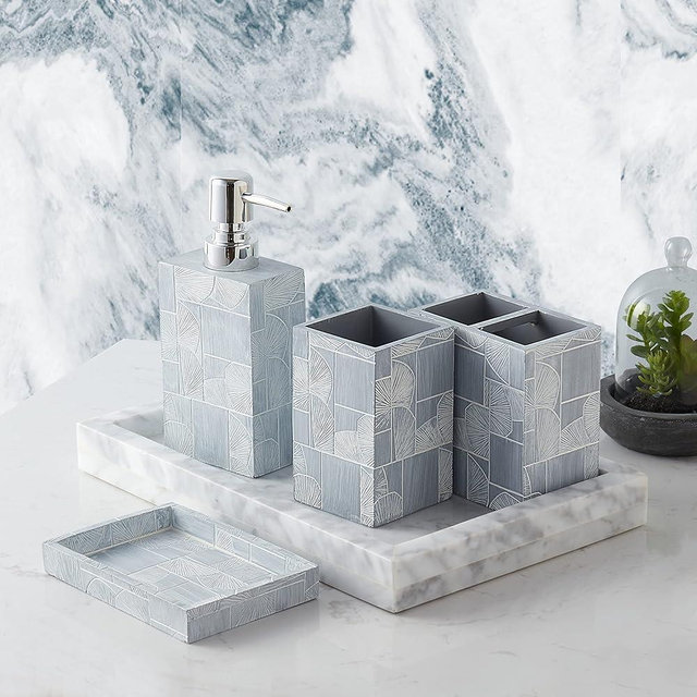 Sweet Home Collection Bathroom Accessories Unique Collections Modern Classic Contemporary Decorative Beautiful Designs Bath Shower Tub Décor, 4 Piece Set, Casanova