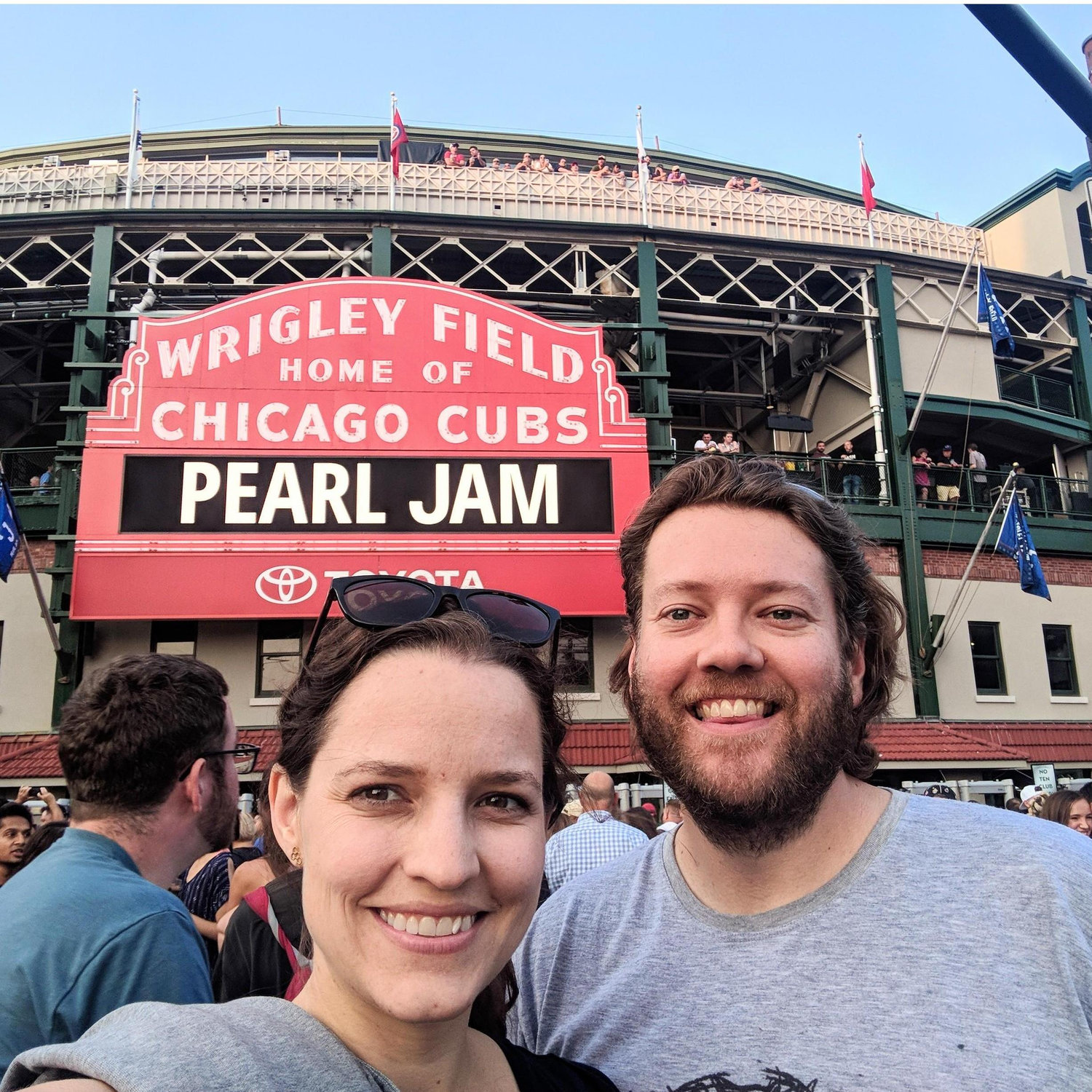 Pearl Jam! Wrigley Field!
(Brian was happy to find out how many Pearl Jam lyrics Anna knows.)