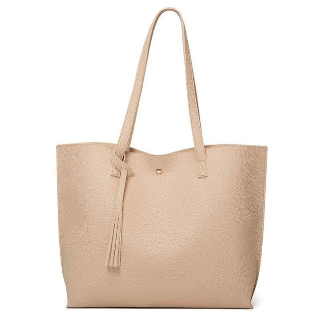 Dreubea Women's Soft Faux Leather Tote Shoulder Bag from, Big Capacity Tassel Handbag