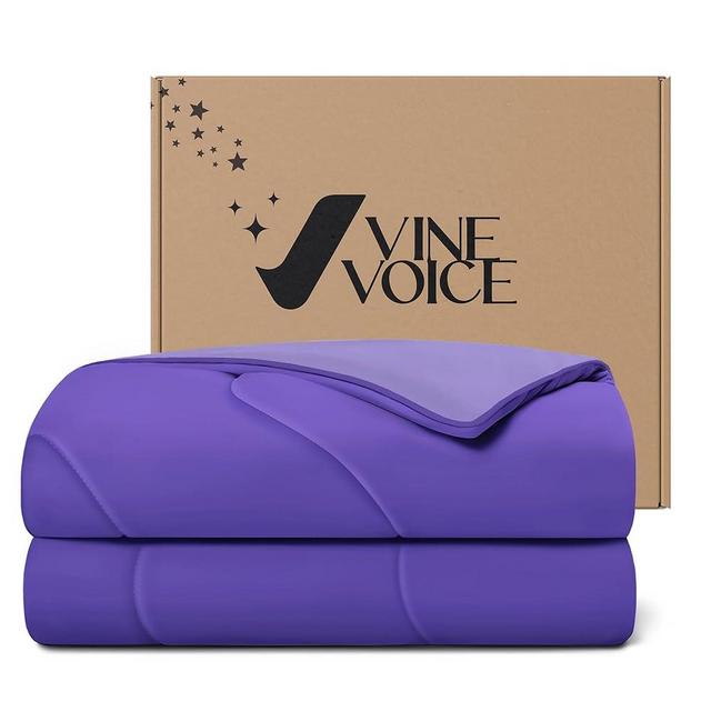 Vine Voice Cooling Blanket Comforter Hot Sleepers Full/Queen Soft Cooling Blanket, Double-Sided Cool Bedding for Night Sweats, All-Season Lightweight Comforter(90 * 90inch, Lavender)