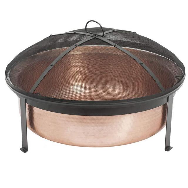 CobraCo SH101 Hand Hammered 100% Copper Fire Pit with Screen and Cover